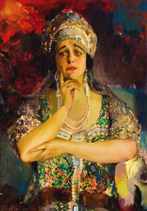 Porträt der Sängerin Nadezhda Plevitskaya, 1924 von Filipp Andreevic Maljavin