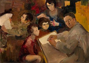 Selbstporträt mit Familie von Filipp Andreevich Maliavin