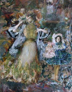 Selbstporträt mit Frau und Tochter, 1910 von Filipp Andreyevich Malyavin
