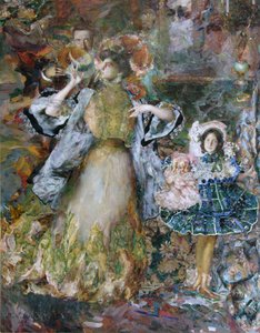 Selbstporträt mit Frau und Tochter von Filipp Andreyevich Malyavin
