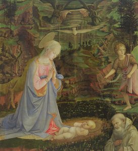 Anbetung des Kindes mit dem kleinen Johannes und St. Romuald