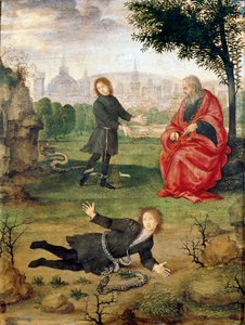 Allegorie der Familie Medici mit Inschrift in der Mitte „Keine Wunde ist schlimmer als ein Feind in der Familie“ von Filippino Lippi