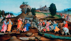 Moses bringt Wasser aus dem Felsen, ca. 1500 von Filippino Lippi