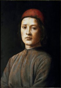 Porträt eines jungen Mannes mit rotem Hut