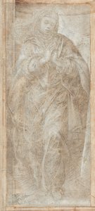 Stehende Frau mit gefalteten Händen im Gebet von Filippino Lippi