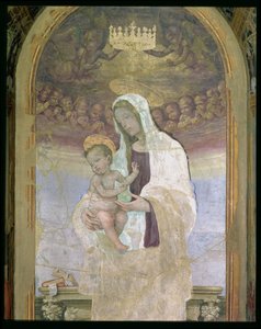 Die Madonna und das Kind, ein Detail aus dem Tabernakel des Canto al Mercatale, 1498 von Filippino Lippi