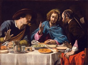 Caravaggio Gemälde Auf Leinwand - Abendessen In Emmaus 100x70cm
