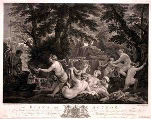 Diana und Acteon, graviert von William Woollett (1735-85), veröffentlicht von J. Boydell