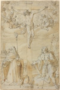 Die Kreuzigung mit den Heiligen Rochus und Augustinus