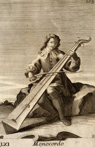 Mann spielt Monochord