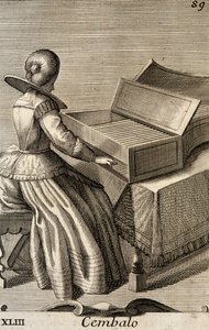 Frau spielt Cembalo von Filippo Bonanni