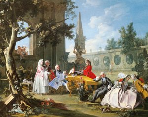 Konzert im Garten von Filippo Falciatore (aktiv 1737-1768), Detail, Italien, um 1750 von Filippo Falciatore