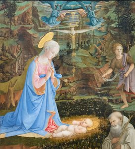 Anbetung des Kindes mit dem jungen hl. Johannes dem Täufer, hl. Romuald