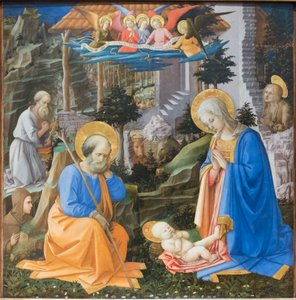 Anbetung des Christkindes mit Heiligen und Engeln