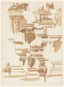 Architektonische Details; menschliche Figuren von Filippo Marchionni
