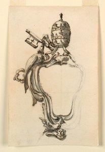 Zeichnung, Ein päpstliches Wappen, 1740–70 von Filippo Marchionni