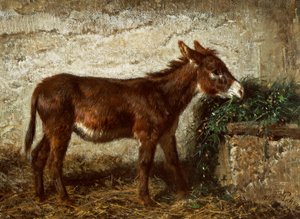 Esel an der Krippe von Filippo Palizzi