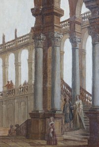 Architekturmalerei, Öl auf Holz, Fensterläden des Salons, Königinnenwohnung, Jagdresidenz, von Filippo Juvarra (1678-1736), Stupinigi, Piemont, Italien von Filippo or Juvara Juvarra