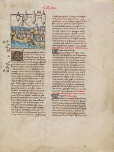 Die Flotte Hannibals segelt nach Spanien von First Master of the Bible historiale of Jean de Berry