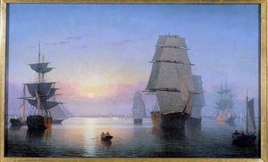 Boston Harbour im Sonnenuntergang 1850 von Fitz Henry Lane