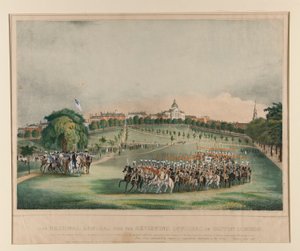 Die National Lancers mit den überprüfenden Offizieren auf dem Boston Common von Fitz Henry Lane