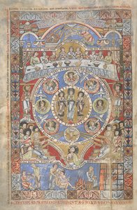 Add. 17738, f.3v Exegese der Anfangsverse des Buches Hiob, Illustration aus 