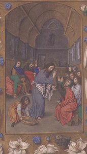 Christus wäscht die Füße der Jünger, aus den Hastings-Stunden, ca. 1475-83 von Flemish School