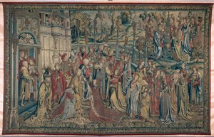 Bathseba wird in den Palast gerufen, Wandteppich von David und Bathseba, ca. 1510-15