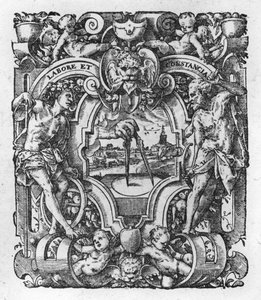 Christophe Plantins Druckmarke, Illustration aus Werken von Tacitus, 1607