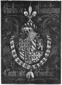 Wappen von Charles de Bourgogne (1433-77) Graf von Charolais, 3. Kapitel des Ordens vom Goldenen Vlies, Dijon, 1433 von Flemish School