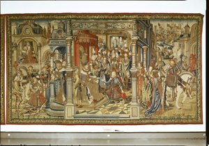 Davids Söhne Amnon und Absalom erklären sich den Krieg, Wandteppich von David und Bathseba, ca. 1510-15