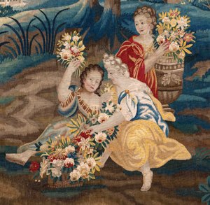 Flämischer Wandteppich. Ende 17. Jahrhundert. Eigentum der Kirche Sint-Walburgakerk Oudenaarde (Dekenij van de Sint-Walburga). von Flemish School