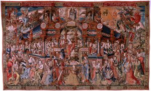 Flämischer Wandteppich. Serie Die Ehren. Tugend. Achter Wandteppich der Serie. Modell Zeichner aus dem Kreis von Bernard van Orley und Jan Gossaert. Herstellung Pieter van Aelst, Brüssel. Ca. 1550 von Flemish School