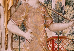 Flemischer Wandteppich. Serie Vertumnus und Pomona. Nr. II Vertumnus verwandelt sich in einen Bauern. Modelle Kreis von Pieter Coecke Van Aelst und Léonard Thiry. Atelier unbekannt, Brüssel. Gold, Seide und Wolle. von Flemish School