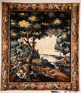 Flämischer Wandteppich. Sogenannte Verdures. Herstellung von Oudenaarde. Private Sammlung. 17. Jahrhundert (?) von Flemish School