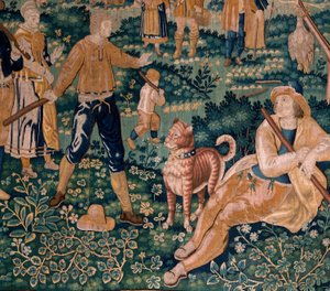 Flämischer Wandteppich. Das Gänsespiel. Atelier von Oudenaarde. 341x395cm. Inv (83058)-7 / 0008. 17. Jahrhundert. von Flemish School