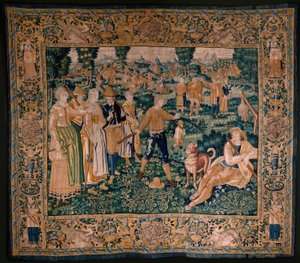Flämischer Wandteppich. Das Gänsespiel. Atelier von Oudenaarde. 17. Jahrhundert von Flemish School