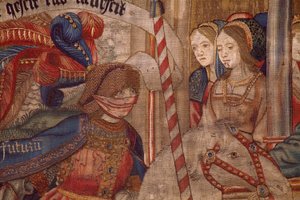 Flemischer Wandteppich. Triumph der Zeit. Wolle und Seide. 347x342cm. Private Sammlung. Ca. 1504. (Detail) von Flemish School