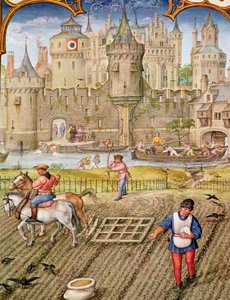 Fol.10v Monat Oktober: Aussaat, aus Breviarium Grimani, ca. 1515 von Flemish School