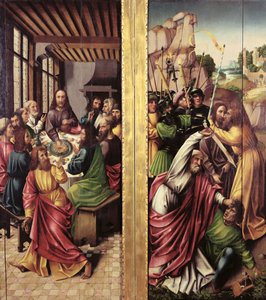 Kuss des Judas und das letzte Abendmahl, ca. 1500 von Flemish School