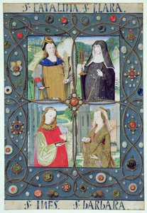 Marlay Cutting SP.5: Vier weibliche Heilige, aus einem Stundenbuch, produziert in Gent oder Brügge, ca. 1510