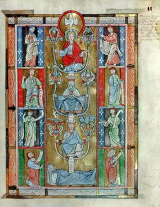 Ms 340 fol.11r Der Jessebaum, aus De Laudibus Sancte Crucis von Rabanaus Maurus (ca. 780-856) aus der Abtei Anchin von Flemish School