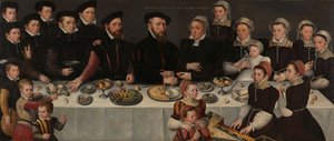 Pierre de Moucheron, seine Frau Isabeau de Gerbier und ihre achtzehn Kinder, 1563 von Flemish School