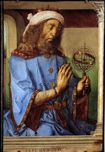 Porträt von Ptolemaios (Claudius Ptolemaeus, ca. 90-168), griechischer Astronom. Gemälde von Pedro Berruguete (ca. 1450-vor 1504) und Justus von Gent (1435-1480) von Flemish School