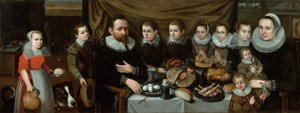 Porträt einer Familie beim Mittagessen, 1610er Jahre von Flemish School