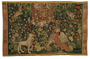 Wandteppich, Park au Cerfs Fragment, hergestellt ca. 1500-25 von Flemish School