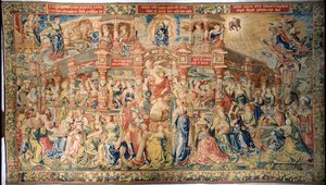 Wandteppich, der Klugheit am Hof der Göttlichen Weisheit darstellt, aus Brüssel von Flemish School