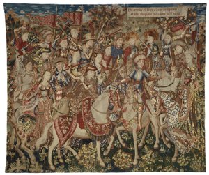 Tapisserie mit Herkules und seinen Gefährten auf dem Olymp, möglicherweise in Tournai hergestellt von Flemish School