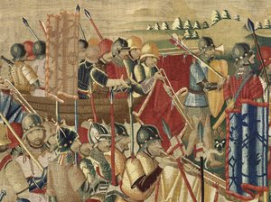 Wandteppich, der die Eroberungen von König Alfons V. von Portugal zeigt (Detail) von Flemish School