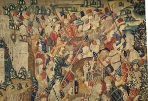Wandteppich, der die Eroberungen von König Alfons V. von Portugal zeigt (Detail) von Flemish School